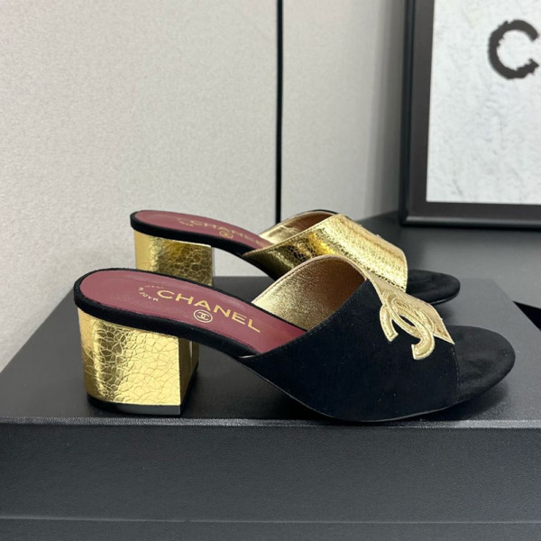 Chanel, Women Slipper, Gold