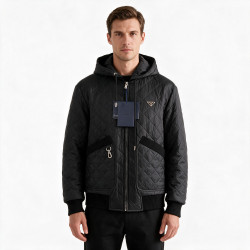Prada, Re-Nylon Quilted Hooded, Men Jacket, Black