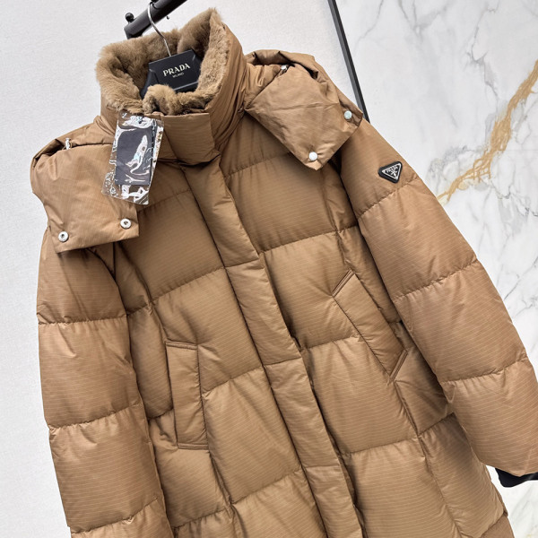 Prada, Re-Nylon Long Hooded Puffer, Women Jacket