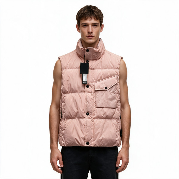 Stone Island, Garment Dyed Down, Men Vest, Pink