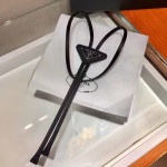 Prada, Triangle-Logo, Leather Bolo, Unisex Tie, Black