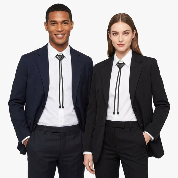 Prada, Triangle-Logo, Leather Bolo, Unisex Tie, Black