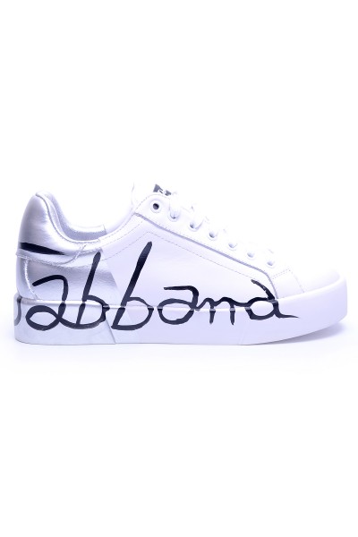 Dolce  Gabbana, Heren Sneakers, Wit Zilver