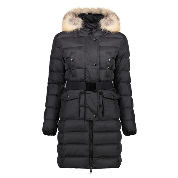 Moncler, Dames Jas, Zwart Lichte Kleur Bont