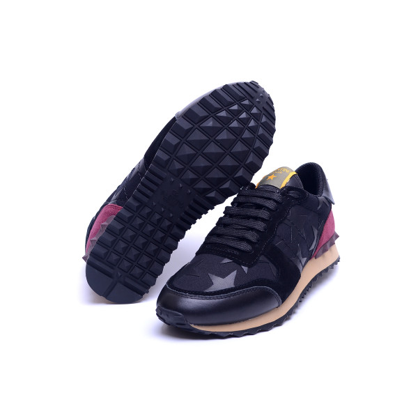 Valentino, Dames Sneakers, Zwart Rood