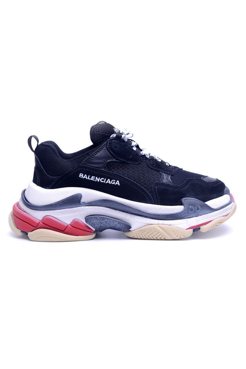 Balenciaga, Heren Sneakers, Triple S Trainer, Zwart