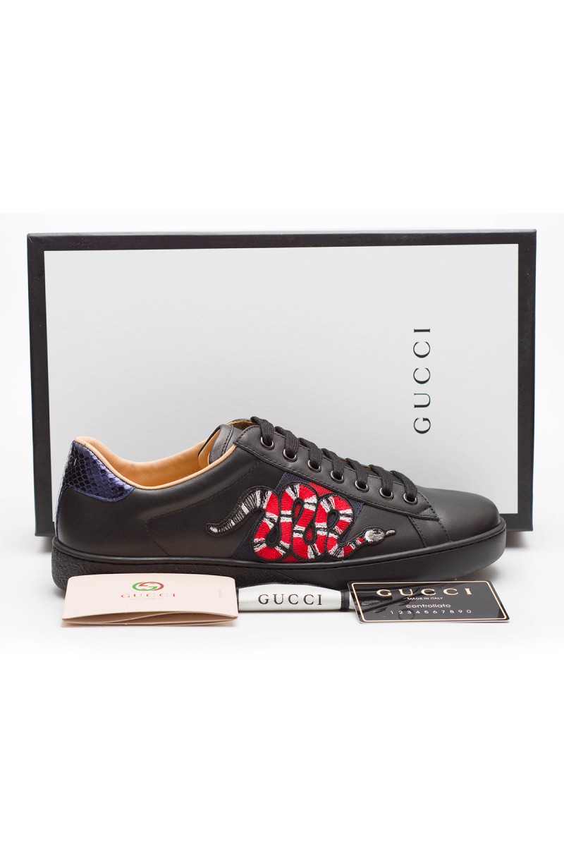 Gucci, Heren Sneakers, Zwart Snake