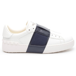 Valentino, Heren Sneakers, Open Low Wit Donkerblauw