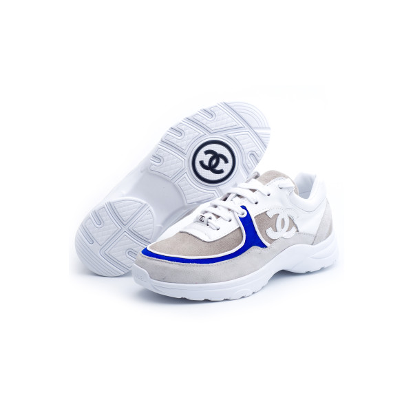 Chanel, Woman Sneakers, White/Grey Blue