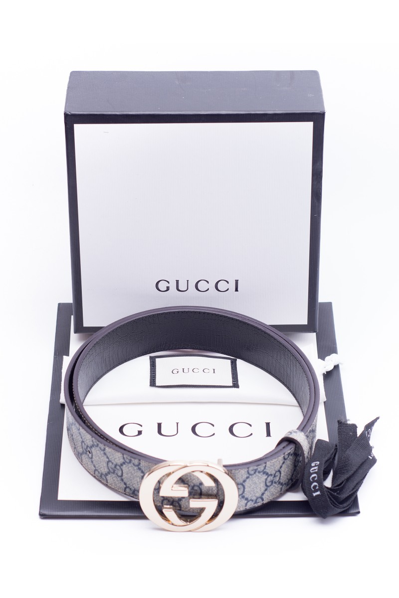 Gucci, Men's Belt, Grey/Gold