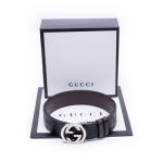 Gucci, Men's Belt, Black Silver