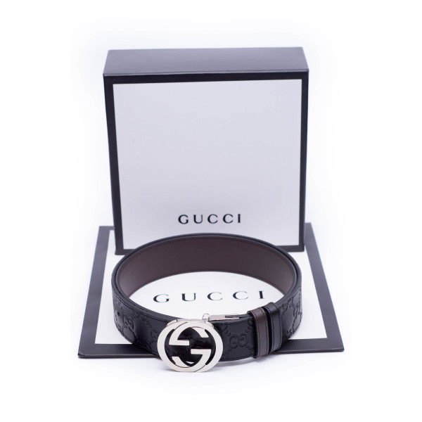 Gucci, Men's Belt, Black Silver