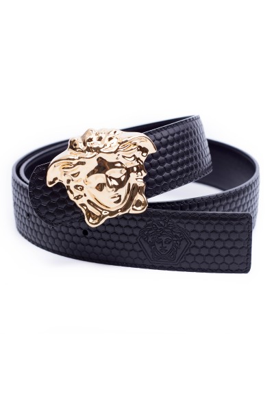 Versace, Men's Belt, Black Gold