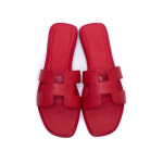 Hermes, Women's Oran Slipper, Dark Red