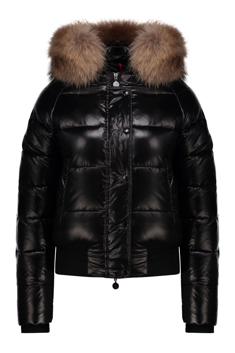 Moncler, Women's Jacket, Black with Fur Collar