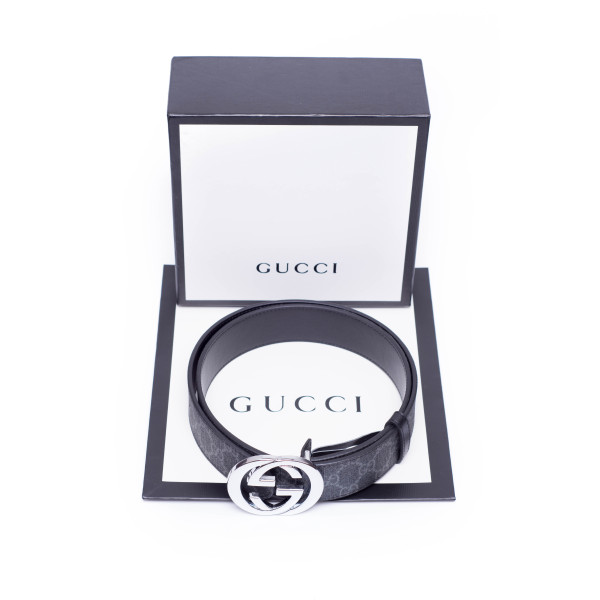 Gucci, GG Supreme Men's Belt, Black