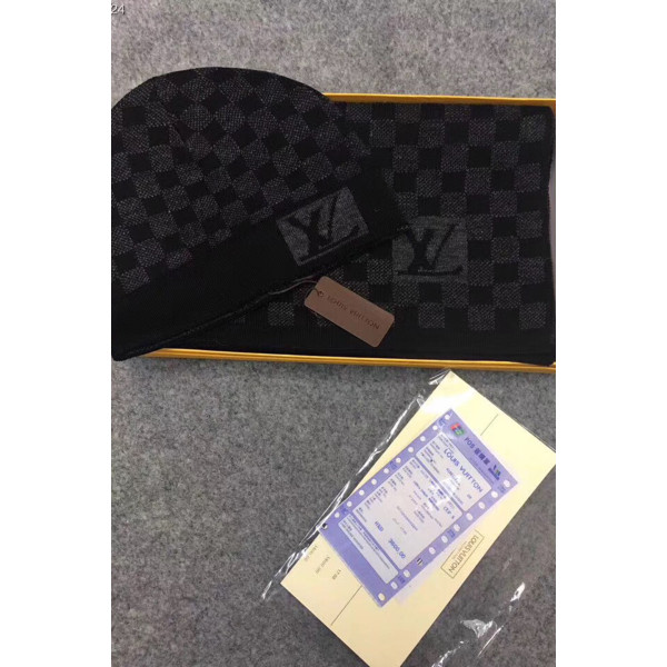 Louis Vuitton, Unisex, Scarf Hat Set, Black