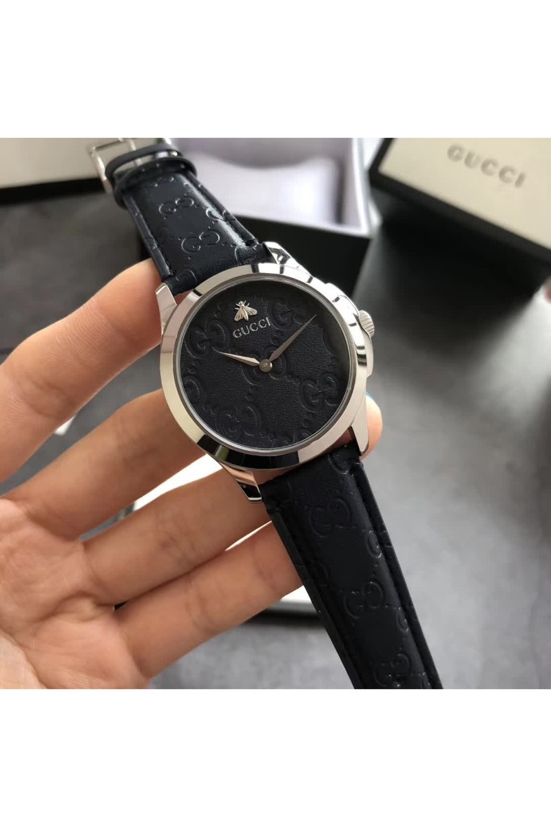 Gucci, Unisex Watch, GG Leather Black, Silver