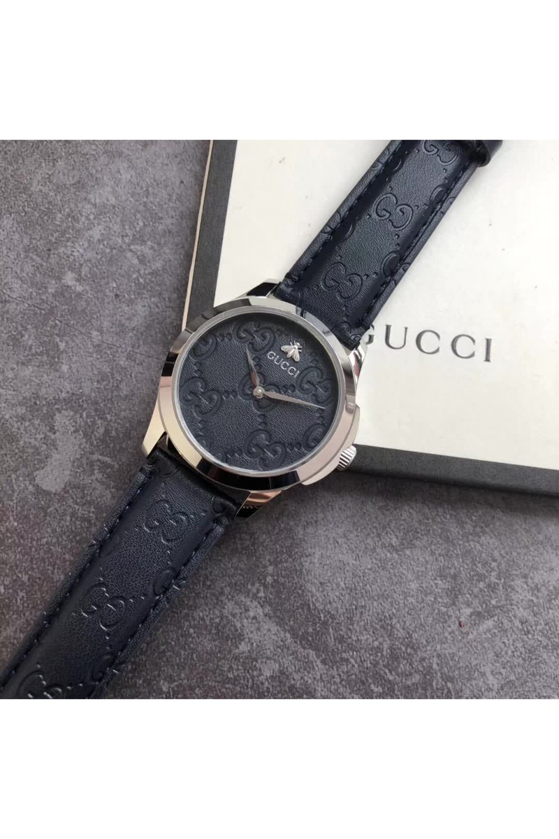 Gucci, Unisex Watch, GG Leather Black, Silver