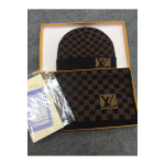 Louis Vuitton, Unisex Scarf Hat Set, Brown