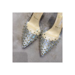 Christian Louboutin, Women's Spikoo Spiked Ankle-Wrap Pump, Transparent- Gold