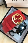 Gucci, Unisex Belt, Gold Buckle, Red