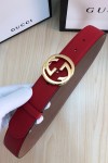 Gucci, Unisex Belt, Gold Buckle, Red