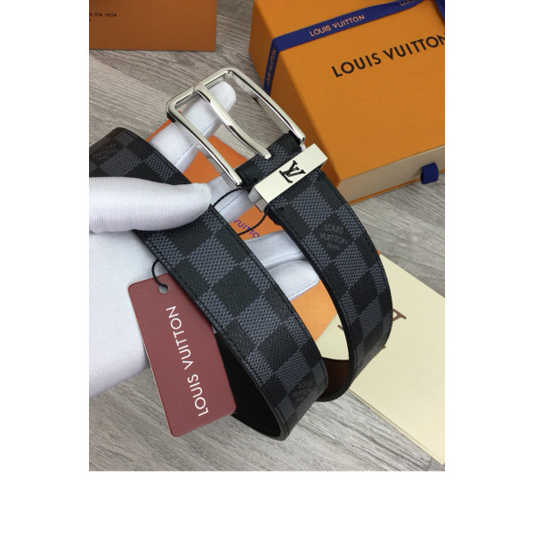 Louis Vuitton, Men's Belt, Silver Buckle, Navy