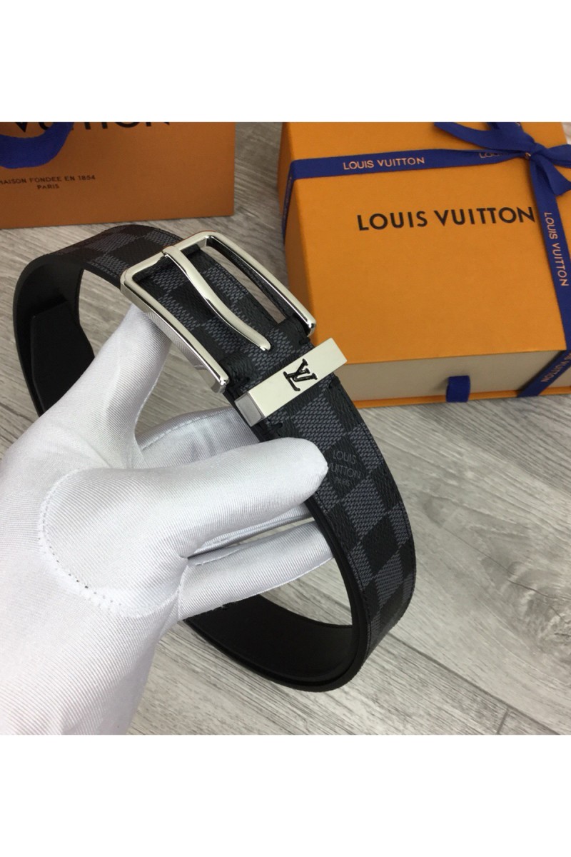 Louis Vuitton, Men's Belt, Silver Buckle, Navy