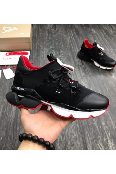 Christian Louboutin, Men's Red Runner Donna Flat Sneaker, Black