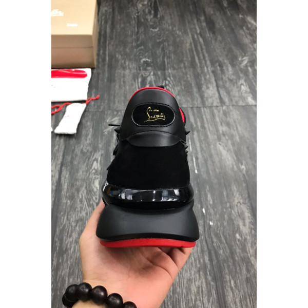 Christian Louboutin, Men's Red Runner Donna Flat Sneaker, Black
