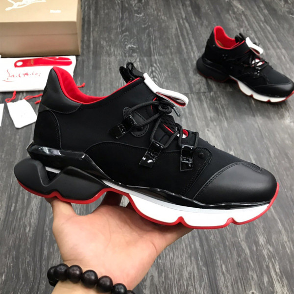 Christian Louboutin, Women's Red Runner Donna Flat Sneaker, Black