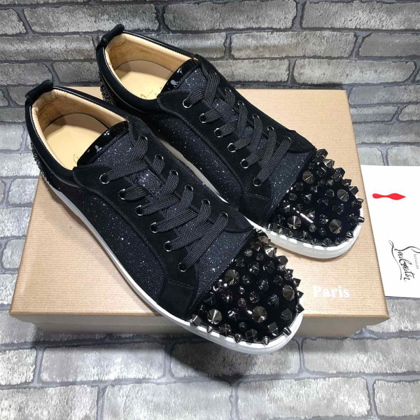 Christian Louboutin, Men's  Louis Junior Spike Low-Top Sneaker, Black