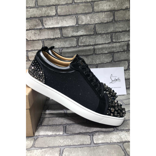 Christian Louboutin, Men's  Louis Junior Spike Low-Top Sneaker, Black