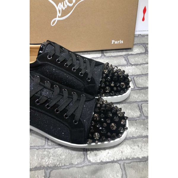 Christian Louboutin, Men's  Louis Junior Spike Low-Top Sneaker, Black