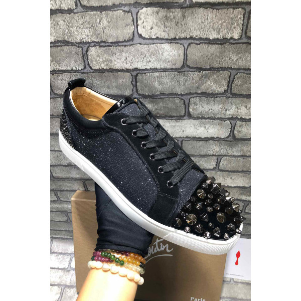 Christian Louboutin, Men's  Louis Junior Spike Low-Top Sneaker, Black