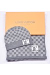 Louis Vuitton, Unisex Scarf Beanie Set, Light Grey