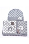 Louis Vuitton, Unisex Scarf Beanie Set, Light Grey