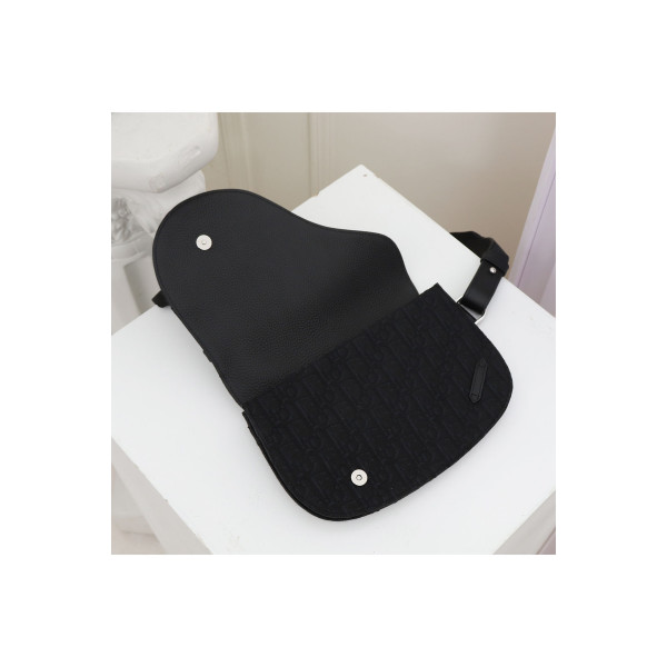 Christian Dior, Oblique Saddle, Unisex Bag, Black