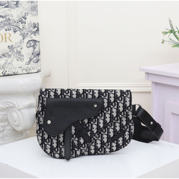 Christian Dior, Oblique Saddle, Unisex Bag, Black