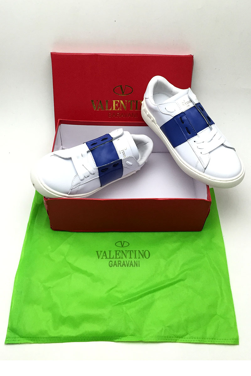 Valentino, Heren Sneakers, Wit Donkerblauw