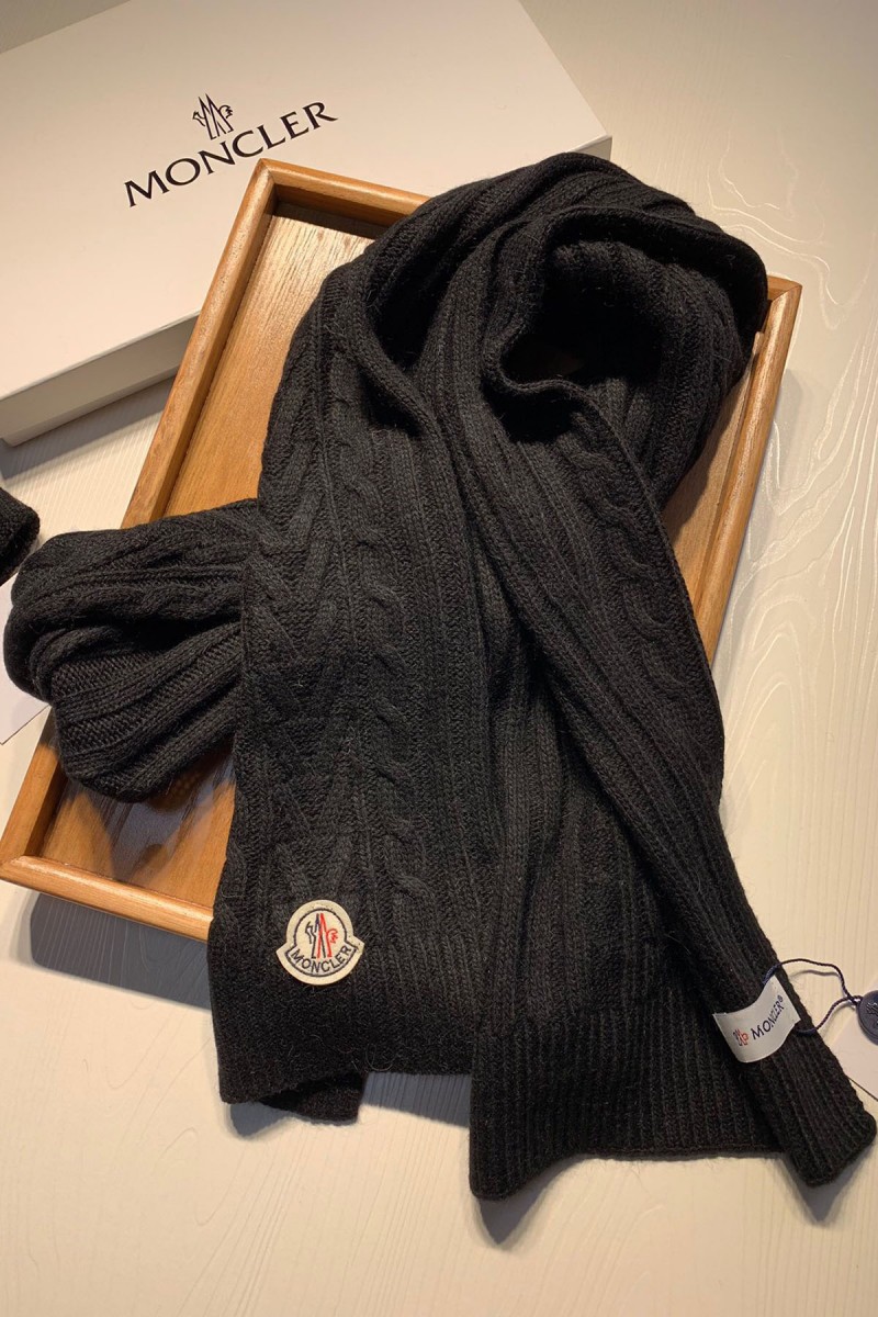 Moncler, Unisex Scarf Hat Set, Black