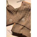 Moncler, Unisex Scarf Hat Set, Brown