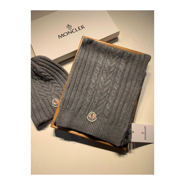 Moncler, Unisex Scarf Hat Set, Gray