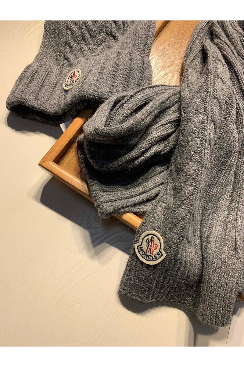 Moncler, Unisex Scarf Hat Set, Gray