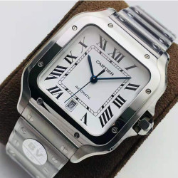Cartier, Santos, Men's Watch, Silver, 40×48 mm