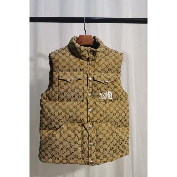 Gucci x The North Face, Men's Vest, Brown Print
