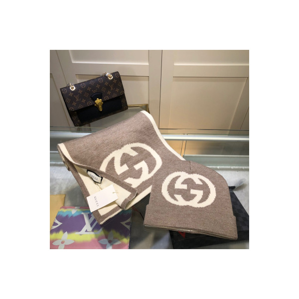 Gucci, Unisex Scarf Hat Set, Beige