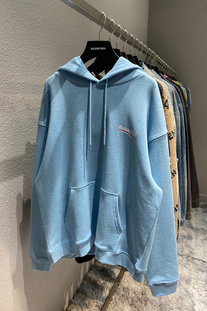 Balenciaga, Men's Hoodie, Blue