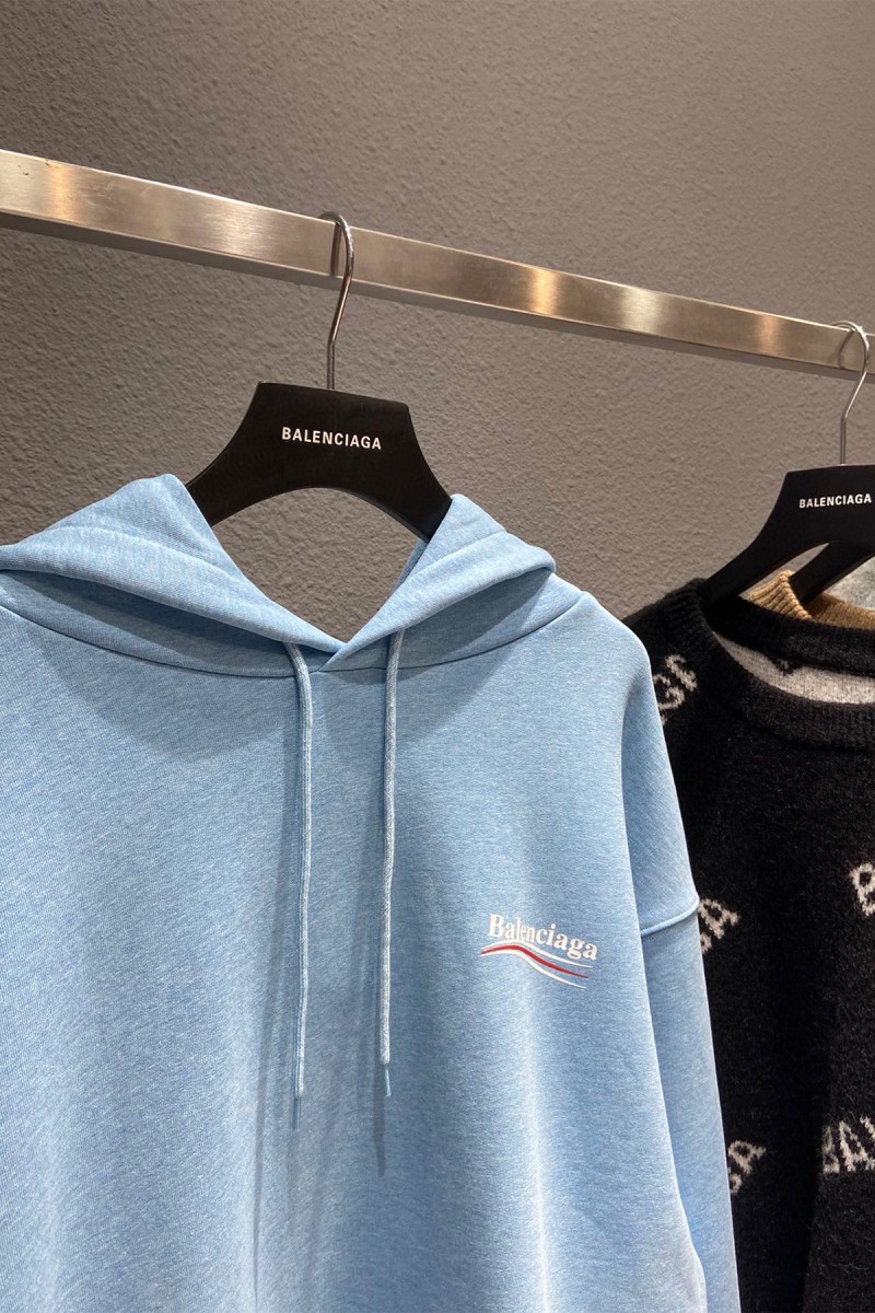 Balenciaga, Men's Hoodie, Blue